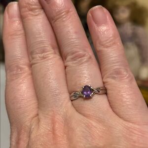 Elegant Purple Silver Women's Ring